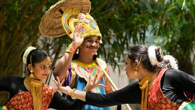 Chennai: Students dressed in traditional attire prepare for their performance during Onam festivities, at a school in Chennai, Monday. (PTI) Chennai: Students dressed in traditional attire prepare for their performance during Onam festivities, at a school in Chennai, Monday. (PTI)
