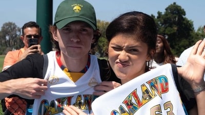 Tom Holland and Zendaya pose together at the event. Tom Holland and Zendaya pose together at the event.