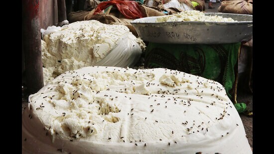 The FSDA team discarded unclaimed sweets. (PTI)