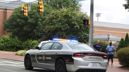 Law enforcement respond to the University of North Carolina at Chapel Hill campus in Chapel Hill, N.C., on Monday, Aug. 28, 2023, after the university locked down and warned of an armed person on campus. (AP)
