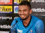 Sri Lanka Captain Dasun Shanaka speaks to the media ahead of the match against Bangladesh in the Asia Cup 2023, at Pallekele Cricket Stadium in Kandy on Wednesday. Sri Lanka Captain Dasun Shanaka speaks to the media ahead of the match against Bangladesh in the Asia Cup 2023, at Pallekele Cricket Stadium in Kandy on Wednesday.