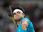 Neeraj Chopra, of India, makes an attempt in the Men's javelin throw final during the World Athletics Championships in Budapest