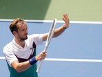 Daniil Medvedev, of Russia, reacts to the crowd after defeating Attila Ballazs, of Hungary, during the first round of the U.S. Open Daniil Medvedev, of Russia, reacts to the crowd after defeating Attila Ballazs, of Hungary, during the first round of the U.S. Open