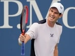 Andy Murray, of Great Britain, reacts during a match against Corentin, Moutet, of France, during the first round of the U.S. Open