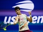 Carlos Alcaraz, of Spain, returns a shot to Dominik Koepfer, of Germany, during the first round of the U.S. Open Carlos Alcaraz, of Spain, returns a shot to Dominik Koepfer, of Germany, during the first round of the U.S. Open
