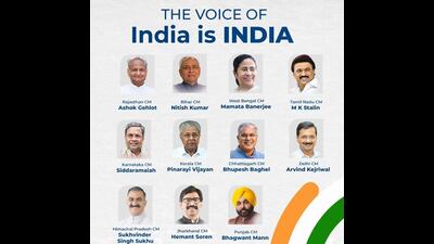 A poster released later has all 11 chief ministers part of the INDIA bloc. A poster released later has all 11 chief ministers part of the INDIA bloc.