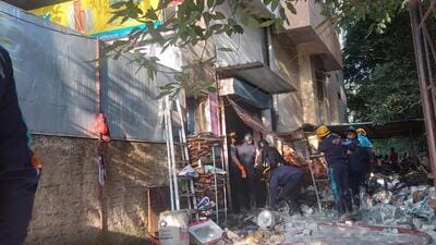 All the four persons were asleep inside the shop when the incident took place. (HT Photo)