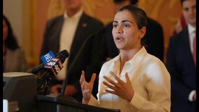 California’s first Muslim female state senator, Aisha Wahab speaks during an event at the state Capitol. (Shutterstock) California’s first Muslim female state senator, Aisha Wahab speaks during an event at the state Capitol. (Shutterstock)