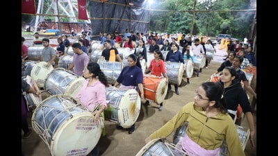Every year, thousands of youngsters participate in the Dhol Tasha Pathaks (troupe) and perform during the immersion processions. (RAHUT RAUT/ HT PHOTO) Every year, thousands of youngsters participate in the Dhol Tasha Pathaks (troupe) and perform during the immersion processions. (RAHUT RAUT/ HT PHOTO)