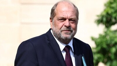French justice minister Eric Dupond-Moretti leaves following the weekly cabinet meeting at the Elysee Palace in Paris, France. (Reuters)