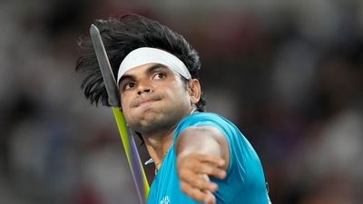 Neeraj Chopra, of India, makes an attempt in the Men's javelin throw final during the World Athletics Championships in Budapest (AP)