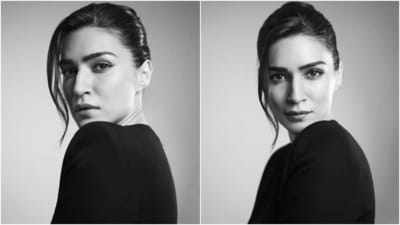 Lastly, Kriti chose darkened brows, mascara on the lashes, minimal makeup, and a side-parted sleek bun to complement the fierce and glamorous look. (Instagram) Lastly, Kriti chose darkened brows, mascara on the lashes, minimal makeup, and a side-parted sleek bun to complement the fierce and glamorous look. (Instagram)