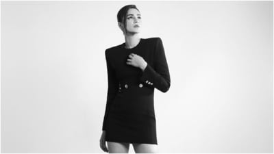 Kriti wore a black mini dress and styled it with matching thigh-high boots. The dress features a round neckline, padded shoulders, full-length sleeves, a super-mini hem length, a figure-sculpting silhouette highlighting the actor's svelte frame, and ornate gold buttons embellished on the front and sleeve cuffs. (Instagram) Kriti wore a black mini dress and styled it with matching thigh-high boots. The dress features a round neckline, padded shoulders, full-length sleeves, a super-mini hem length, a figure-sculpting silhouette highlighting the actor's svelte frame, and ornate gold buttons embellished on the front and sleeve cuffs. (Instagram)