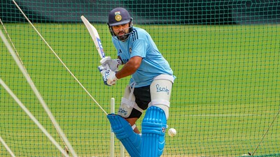 Rohit Sharma trains in Alur ahead of the Asia Cup. (PTI) Rohit Sharma trains in Alur ahead of the Asia Cup. (PTI)