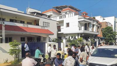 Raids at Senthil Balaji’s residence in May. (PTI) Raids at Senthil Balaji’s residence in May. (PTI)