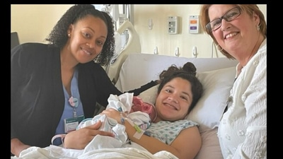 Snapshot of the new mother with her baby. (Instagram/@LuminisHealth) Snapshot of the new mother with her baby. (Instagram/@LuminisHealth)