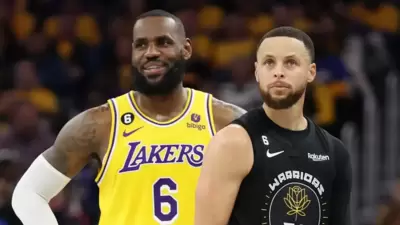 LeBron James (L) and Stephen Curry at the NBA (Getty) LeBron James (L) and Stephen Curry at the NBA (Getty)