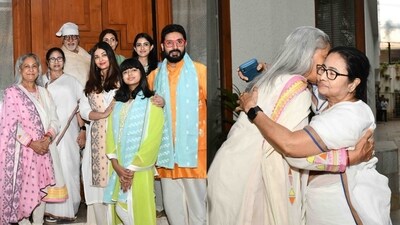 Mamata Banerjee with the Bachchan family in Mumbai. Mamata Banerjee with the Bachchan family in Mumbai.