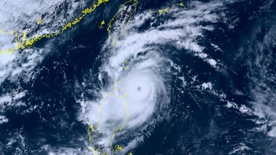 This satellite image provided by courtesy of the National Institute of Information and Communications Technology (NICT) shows Typhoon Saola moving north towards Taiwan, Tuesday. (AP) This satellite image provided by courtesy of the National Institute of Information and Communications Technology (NICT) shows Typhoon Saola moving north towards Taiwan, Tuesday. (AP)