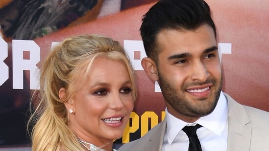Britney Spears and boyfriend Sam Asghari arrive for the premiere of Sony Pictures' "Once Upon a Time... in Hollywood" at the TCL Chinese Theatre in Hollywood, California on July 22, 2019 (Photo by VALERIE MACON / AFP) (AFP)