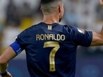 TOPSHOT - Nassr's Portuguese forward #07 Cristiano Ronaldo celebrates his goal during the Saudi Pro League football match between Al-Nassr and Al-Shabab in Riyadh's Al-Awal Park Stadium on August 29, 2023. (Photo by Fayez Nureldine / AFP) TOPSHOT - Nassr's Portuguese forward #07 Cristiano Ronaldo celebrates his goal during the Saudi Pro League football match between Al-Nassr and Al-Shabab in Riyadh's Al-Awal Park Stadium on August 29, 2023. (Photo by Fayez Nureldine / AFP)