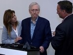 Top U.S. Senate Republican Mitch McConnell appears to freeze up for more than 30 seconds during a public appearance before he was escorted away, the second such incident in a little more than a month, after an event with the Northern Kentucky Chamber of Commerce in Covington, Kentucky, U.S. August 30, 2023 in a still image from video.  ABC Affiliate WCPO via REUTERS  NO RESALES. NO ARCHIVES. MANDATORY CREDIT