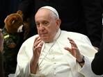 Pope Francis l talks to pilgrims during his weekly general audience in Paul VI hall at the Vatican on August 30, 2023. (Photo by Filippo MONTEFORTE / AFP)