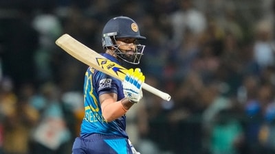It wasn't a straightforward chase for Sri Lanka though. They lost a clump of wickets in the early part of their innings before Samarawickrama and Asalanka put up 78 runs for the fourth wicket. Samarawickrama fell on 54 off 77 balls. (AP) It wasn't a straightforward chase for Sri Lanka though. They lost a clump of wickets in the early part of their innings before Samarawickrama and Asalanka put up 78 runs for the fourth wicket. Samarawickrama fell on 54 off 77 balls. (AP)