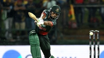 Najmul Hassan Shanto was the only Bangladesh batter who managed to get going. He was dismissed on 89 off 122 balls and Bangladesh ended up being all out for 164. (AFP) Najmul Hassan Shanto was the only Bangladesh batter who managed to get going. He was dismissed on 89 off 122 balls and Bangladesh ended up being all out for 164. (AFP)