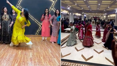 Snapshot of the bride and her friends dancing to London Thumakda. (Instagram/@anuradhajha_) Snapshot of the bride and her friends dancing to London Thumakda. (Instagram/@anuradhajha_)