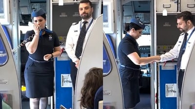Snapshot of the brother-sister duo onboard indigo flight celebrating Rakhi. (Twitter/@Indigo) Snapshot of the brother-sister duo onboard indigo flight celebrating Rakhi. (Twitter/@Indigo)