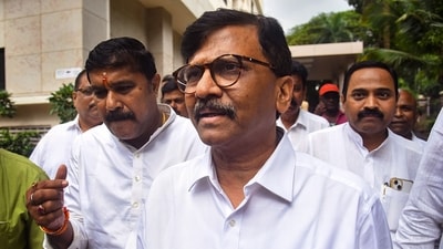 Mumbai: Shiv Sena (UBT) MP Sanjay Raut ouside the Sessions Court in Mumbai. (PTI file) Mumbai: Shiv Sena (UBT) MP Sanjay Raut ouside the Sessions Court in Mumbai. (PTI file)