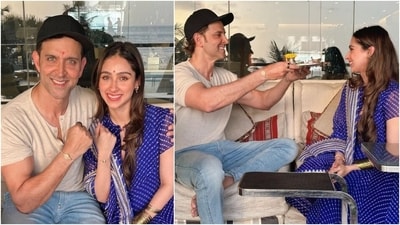 Hrithik Roshan celebrated Raksha Bandhan with his sisters and brother on Wednesday. His sister, Pashmina Roshan, posted pictures from their celebrations, featuring a click of Hrithik performing the rituals and tying Rakhi on Pashmina's wrists. "Happy Rakhi from me and mine to you and yours," she captioned the post.&nbsp; (Instagram)