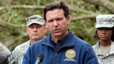 Florida Gov. Ron DeSantis speaks at a news conference Wednesday, Aug. 30, 2023, in Perry, Fla., in the aftermath of Hurricane Idalia (AP Photo/John Raoux) (AP) Florida Gov. Ron DeSantis speaks at a news conference Wednesday, Aug. 30, 2023, in Perry, Fla., in the aftermath of Hurricane Idalia (AP Photo/John Raoux) (AP)