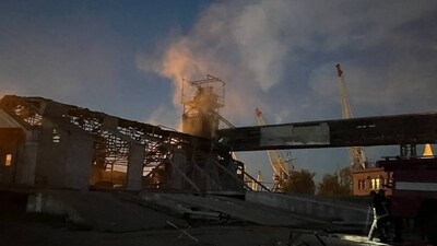 Russia-Ukraine War: A view of a damaged building at a Ukrainian port on the Danube after a night drone attack in Odesa region. (AFP)
