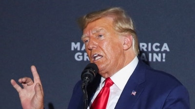 Former US president and Republican presidential candidate Donald Trump speaks during a campaign rally. (Reuters)