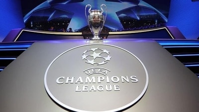 The Champions League Trophy stands on display during the UEFA Champions League football group stage draw ceremony. (Getty Images) The Champions League Trophy stands on display during the UEFA Champions League football group stage draw ceremony. (Getty Images)