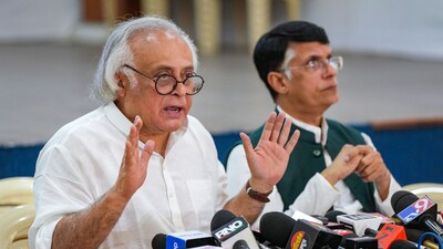 Congress leaders Jairam Ramesh and Pawan Khera during a press conference, in Mumbai, Thursday, Aug. 31, 2023. (PTI) Congress leaders Jairam Ramesh and Pawan Khera during a press conference, in Mumbai, Thursday, Aug. 31, 2023. (PTI)