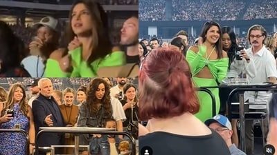 Priyanka Chopra and Danielle Jonas at concert. Priyanka Chopra and Danielle Jonas at concert.