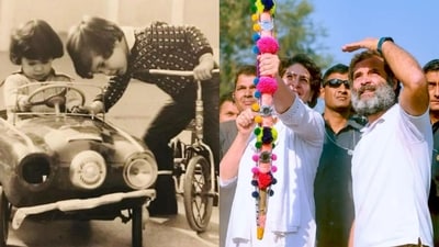 The pictures feature Priyanka Gandhi (left) and Rahul Gandhi (right). (Instagram/@priyankagandhivadra)