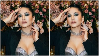 Assisted by makeup artist Tomas Moucka, Sunny decked up in blue smokey eyeshadow, black eyeliner, black kohl, mascara-laden eyelashes, feathered eyebrows, contoured cheeks and a shade of nude lipstick. (Instagram/@sunnyleone) Assisted by makeup artist Tomas Moucka, Sunny decked up in blue smokey eyeshadow, black eyeliner, black kohl, mascara-laden eyelashes, feathered eyebrows, contoured cheeks and a shade of nude lipstick. (Instagram/@sunnyleone)