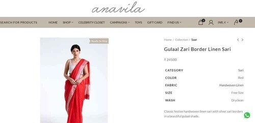 Adding Janhvi Kapoor's saree to your wardrobe will cost you ₹24500. (anavila.com) Adding Janhvi Kapoor's saree to your wardrobe will cost you ₹24500. (anavila.com)