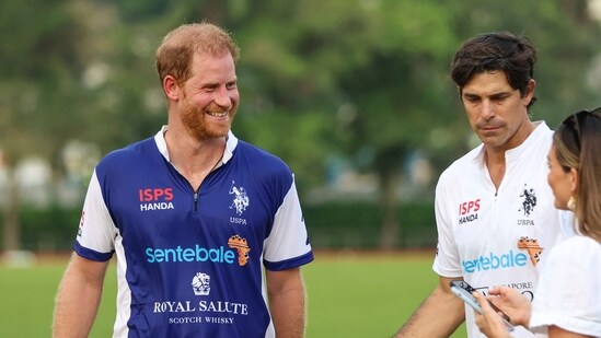 Prince Harry Heart of Invictus: Britain's Prince Harry reacts after the game in the Sentebale ISPS Handa Polo Cup in Singapore. (AP)