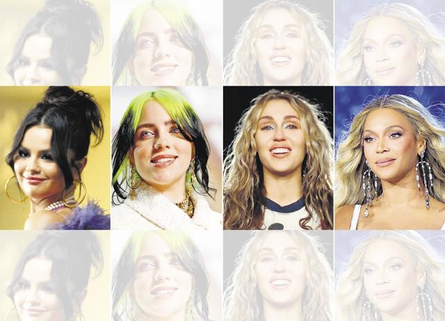 (Left to right) Music is full of early starters such as Selena Gomez, Billie Eilish, Miley Cyrus and Beyonce. (Left to right) Music is full of early starters such as Selena Gomez, Billie Eilish, Miley Cyrus and Beyonce.
