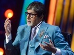 Amitabh Bachchan on the sets of KBC. Amitabh Bachchan on the sets of KBC.