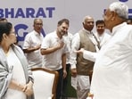 Congress President Mallikarjun Kharge, party leader Rahul Gandhi, West Bengal CM and TMC supremo Mamata Banerjee and Bihar CM Nitish Kumar during the INDIA alliance meeting, at a hotel in Mumbai, Thursday, Aug. 31, 2023.