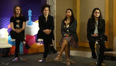 Divya Deshmukh (second from right) (Samir Jana/HT ) Divya Deshmukh (second from right) (Samir Jana/HT )