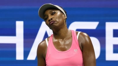 Venus Williams, of the United States, reacts during a match against Greet Minnen, of Belgium, at the first round of the U.S. Open (AP) Venus Williams, of the United States, reacts during a match against Greet Minnen, of Belgium, at the first round of the U.S. Open (AP)