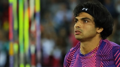 India's Neeraj Chopra during the men's javelin throw final (REUTERS)