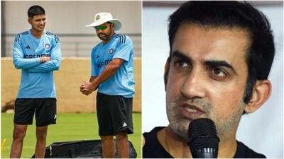 Shubman Gill and Rohit Sharma during practice session; Gautam Gambhir (File) Shubman Gill and Rohit Sharma during practice session; Gautam Gambhir (File)